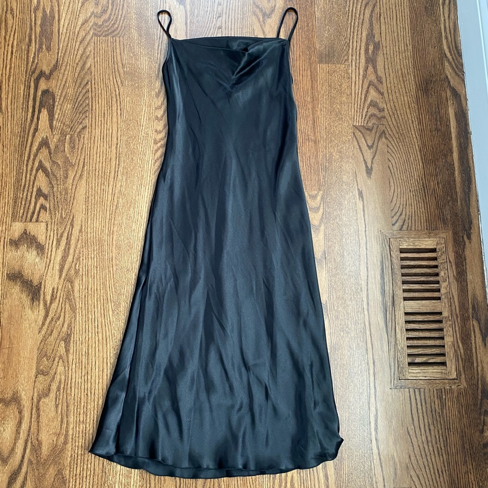 Black Satin Maxi Dress